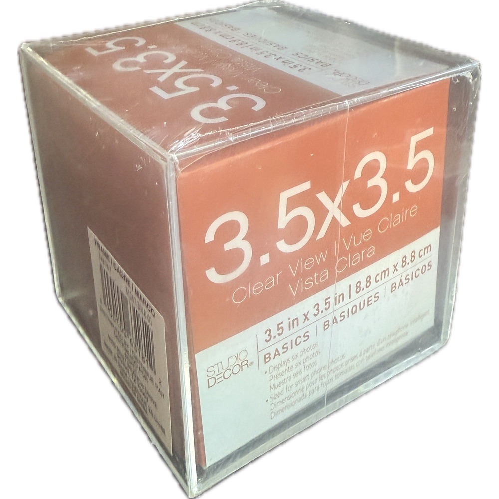 NEW Basics By Sudio Decor, 3.5" x 3.5" Acrylic Photo Cube For 6 Pictures Sealed